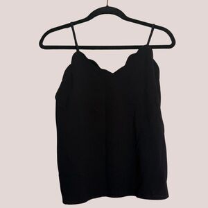 Monteau • Tank Top Scalloped Neckline • Black • Sz Medium